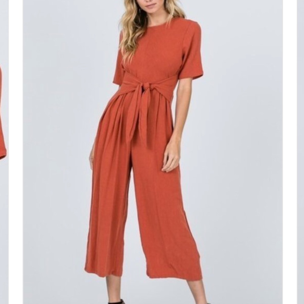 Front-tie Cropped Rust Jumpsuit
